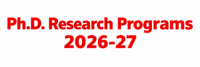 Admission Ph.D. Research Programs 2026-27